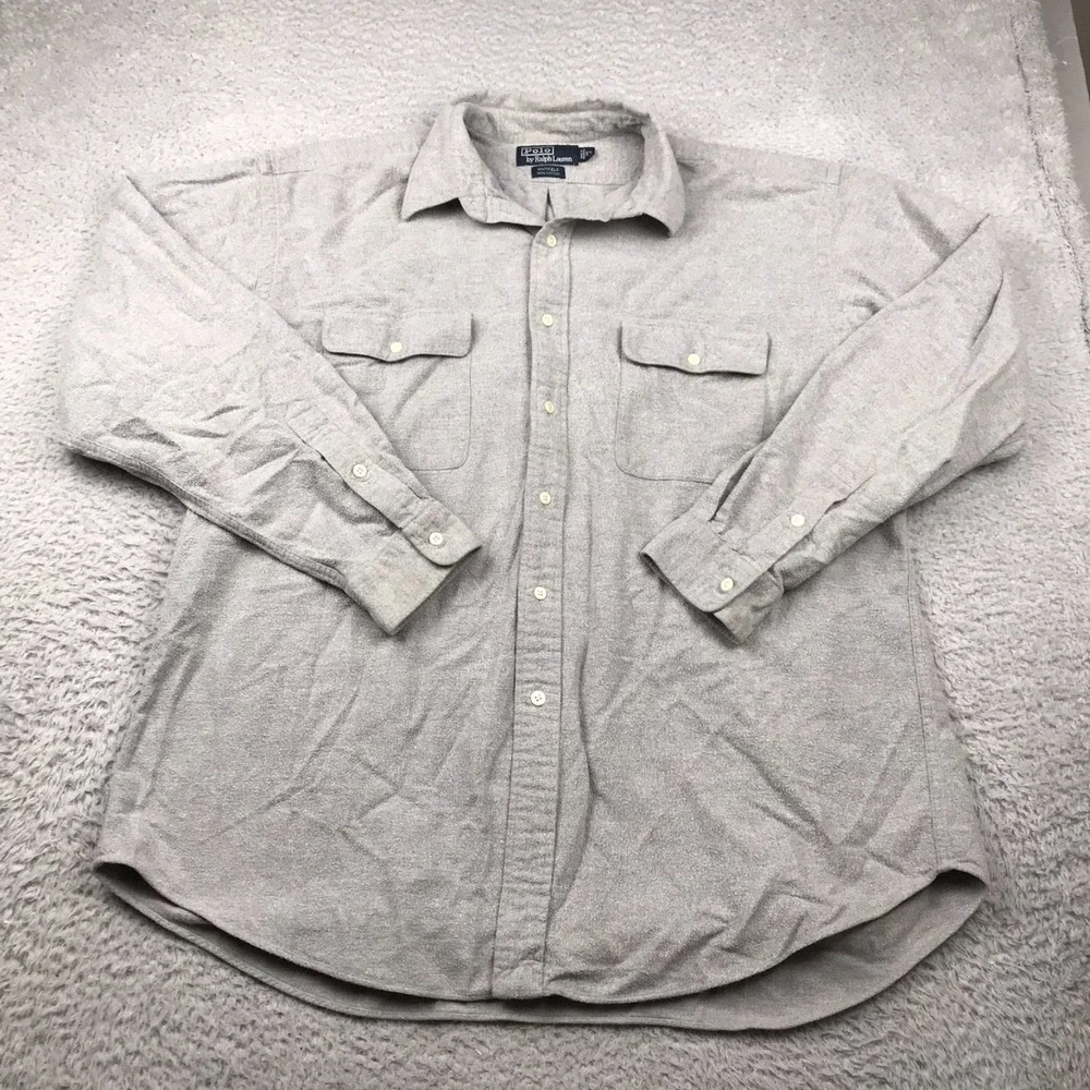 Polo Ralph Lauren Whitfield Shirt Mens XL Gray Lightweight Flannel LS Pockets